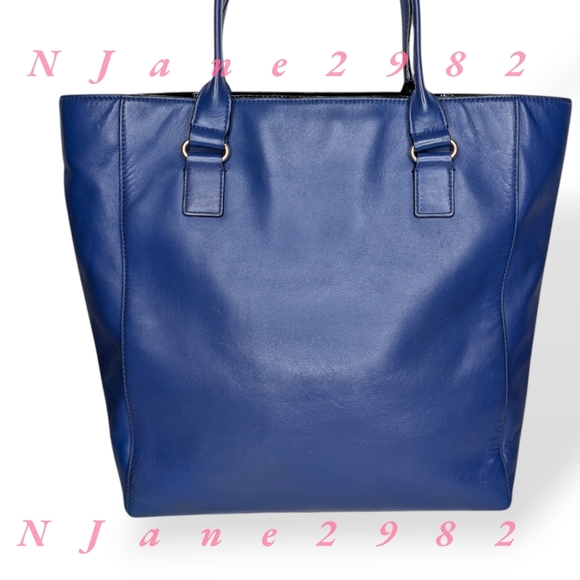 Kate Spade New York Tote Hampton Road Davis Blue Smooth Leather Turn Lock Large - Picture 3 of 16